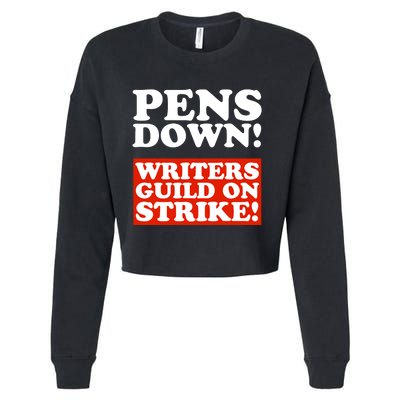 Pens Down Writers Guild On Strike Anti Ai Chatbots Wga Cropped Pullover Crew