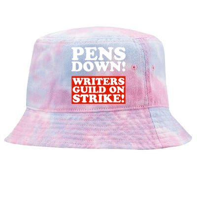 Pens Down Writers Guild On Strike Anti Ai Chatbots Wga Tie-Dyed Bucket Hat