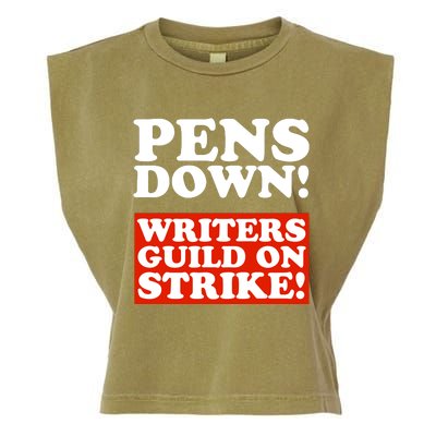 Pens Down Writers Guild On Strike Anti Ai Chatbots Wga Garment-Dyed Women's Muscle Tee