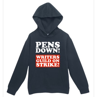 Pens Down Writers Guild On Strike Anti Ai Chatbots Wga Urban Pullover Hoodie