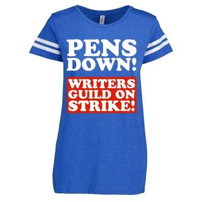 Pens Down Writers Guild On Strike Anti Ai Chatbots Wga Enza Ladies Jersey Football T-Shirt