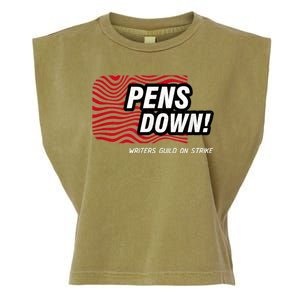 Pens Down Writers Guild On Strike Anti AI Chatbots WGA Garment-Dyed Women's Muscle Tee