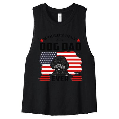 Poodle Dog World's Best Dog Dad Ever Gift For Father's Day Women's Racerback Cropped Tank