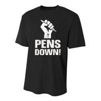 Pens Down Writers Guild Of America WGA On Strike Youth Performance Sprint T-Shirt