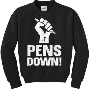 Pens Down Writers Guild Of America WGA On Strike Kids Sweatshirt