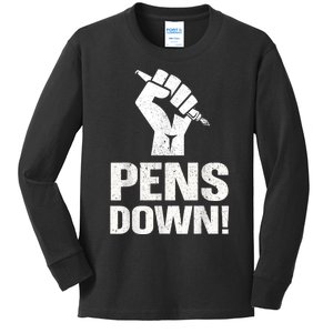 Pens Down Writers Guild Of America WGA On Strike Kids Long Sleeve Shirt