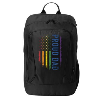 Proud Dad With US Rainbow Flag For Pride Month Family City Backpack