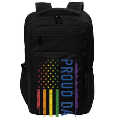 Proud Dad With US Rainbow Flag For Pride Month Family Impact Tech Backpack