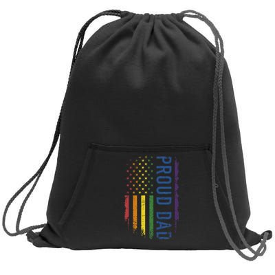 Proud Dad With US Rainbow Flag For Pride Month Family Sweatshirt Cinch Pack Bag