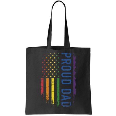 Proud Dad With US Rainbow Flag For Pride Month Family Tote Bag