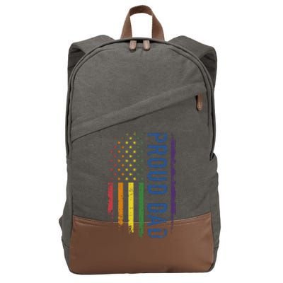 Proud Dad With US Rainbow Flag For Pride Month Family Cotton Canvas Backpack