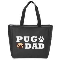 Pug Dad with Paw and Pug Graphic Zip Tote Bag