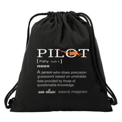 Pilot Definition Who Lover Funny Airplane Aircraft Drawstring Bag
