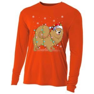 Pomeranian Dog Xmas Lighting Santa Pomeranian Christmas Gift Cooling Performance Long Sleeve Crew