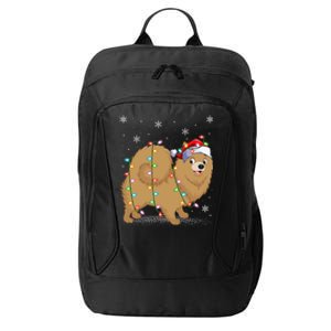 Pomeranian Dog Xmas Lighting Santa Pomeranian Christmas Gift City Backpack