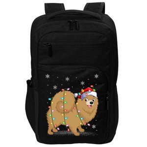 Pomeranian Dog Xmas Lighting Santa Pomeranian Christmas Gift Impact Tech Backpack