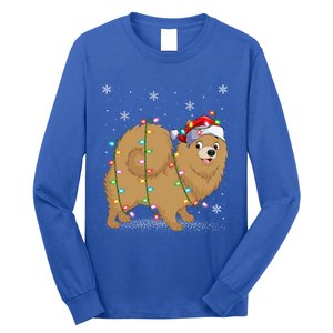 Pomeranian Dog Xmas Lighting Santa Pomeranian Christmas Gift Long Sleeve Shirt