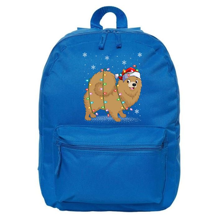 Pomeranian Dog Xmas Lighting Santa Pomeranian Christmas Gift 16 in Basic Backpack