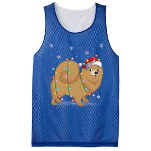 Pomeranian Dog Xmas Lighting Santa Pomeranian Christmas Gift Mesh Reversible Basketball Jersey Tank