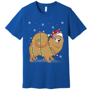 Pomeranian Dog Xmas Lighting Santa Pomeranian Christmas Gift Premium T-Shirt