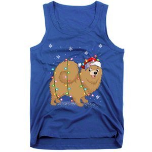 Pomeranian Dog Xmas Lighting Santa Pomeranian Christmas Gift Tank Top