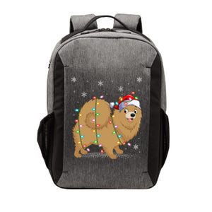 Pomeranian Dog Xmas Lighting Santa Pomeranian Christmas Gift Vector Backpack