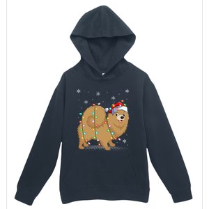 Pomeranian Dog Xmas Lighting Santa Pomeranian Christmas Gift Urban Pullover Hoodie