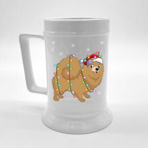 Pomeranian Dog Xmas Lighting Santa Pomeranian Christmas Gift Beer Stein