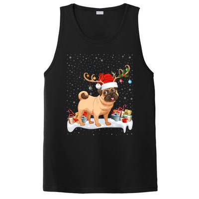 Pug Dog Xmas Lights Reindeer Santa Pug Christmas Gift PosiCharge Competitor Tank