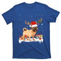 Pug Dog Xmas Lights Reindeer Santa Pug Christmas Gift T-Shirt