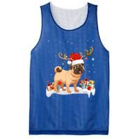 Pug Dog Xmas Lights Reindeer Santa Pug Christmas Gift Mesh Reversible Basketball Jersey Tank