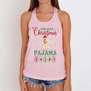 Poodle Dog Xmas Light Funny This Is My Christmas Pajama Gift Women's Knotted Racerback Tank