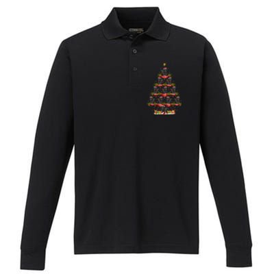 Poodle Dog Xmas Tree Lighting Poodle Christmas Tree Funny Gift Performance Long Sleeve Polo