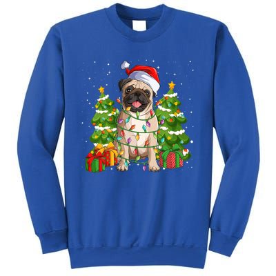 Pug Dogs Xmas Tree Lights Vintage Santa Hat Funny Christmas Meaningful Gift Sweatshirt