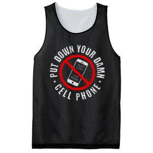 Put Down Your Damn Cell Phone No Cell Phone Mesh Reversible Basketball Jersey Tank