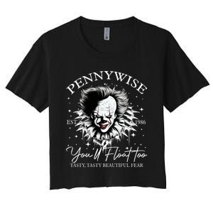 Pennywise Est 1986 You’Ll Float Too Tasty Tasty Beautiful Fear Halloween Women's Crop Top Tee