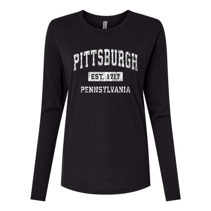 Pittsburgh Est 1717 Pennsylvania Pa Vintage Established Sports Design Womens Cotton Relaxed Long Sleeve T-Shirt