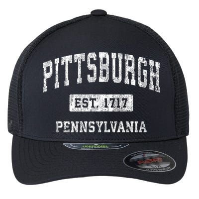 Pittsburgh Est 1717 Pennsylvania Pa Vintage Established Sports Design Flexfit Unipanel Trucker Cap