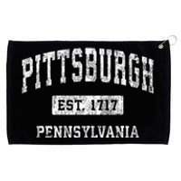 Pittsburgh Est 1717 Pennsylvania Pa Vintage Established Sports Design Grommeted Golf Towel