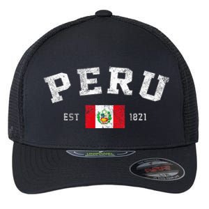 Peru Est. 1821 Peruvian Flag Independence Day Flexfit Unipanel Trucker Cap