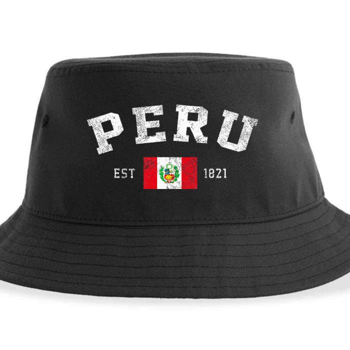 Peru Est. 1821 Peruvian Flag Independence Day Sustainable Bucket Hat