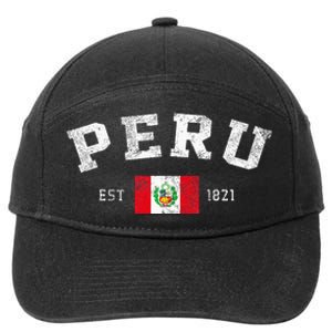 Peru Est. 1821 Peruvian Flag Independence Day 7-Panel Snapback Hat