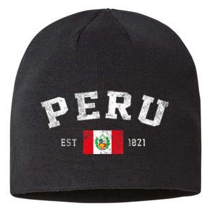 Peru Est. 1821 Peruvian Flag Independence Day Sustainable Beanie