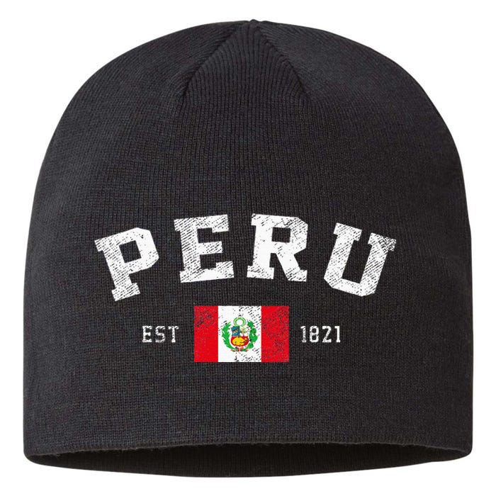 Peru Est. 1821 Peruvian Flag Independence Day Sustainable Beanie