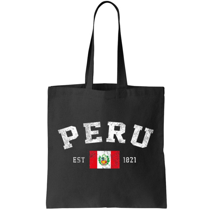 Peru Est. 1821 Peruvian Flag Independence Day Tote Bag