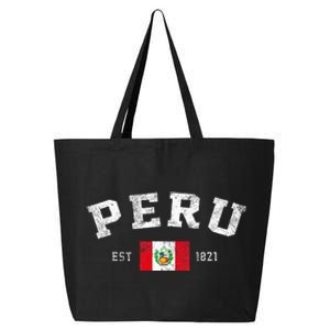 Peru Est. 1821 Peruvian Flag Independence Day 25L Jumbo Tote