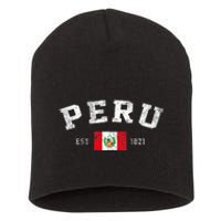 Peru Est. 1821 Peruvian Flag Independence Day Short Acrylic Beanie