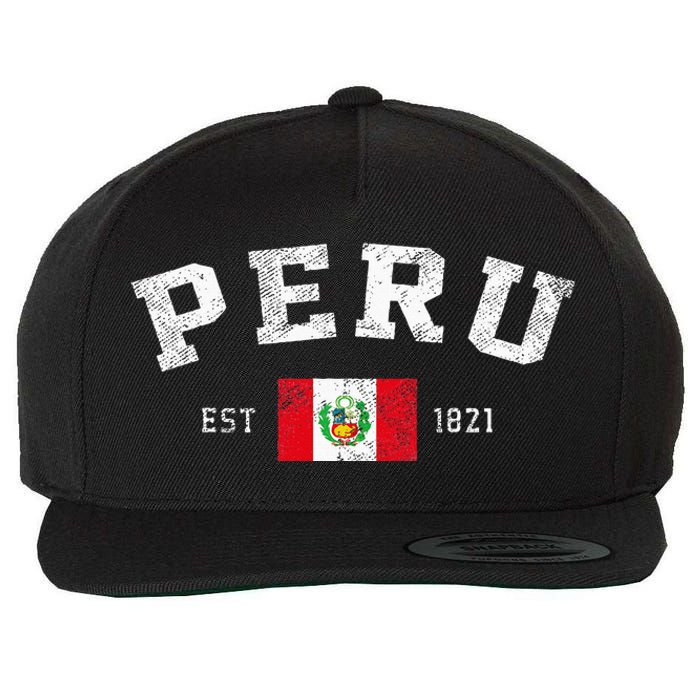 Peru Est. 1821 Peruvian Flag Independence Day Wool Snapback Cap