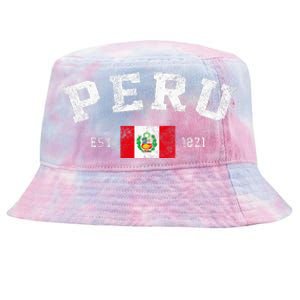 Peru Est. 1821 Peruvian Flag Independence Day Tie-Dyed Bucket Hat