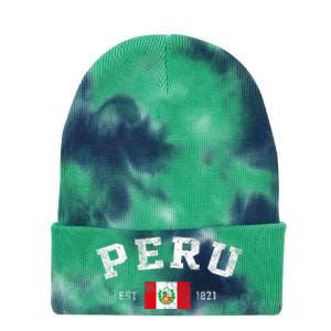 Peru Est. 1821 Peruvian Flag Independence Day Tie Dye 12in Knit Beanie